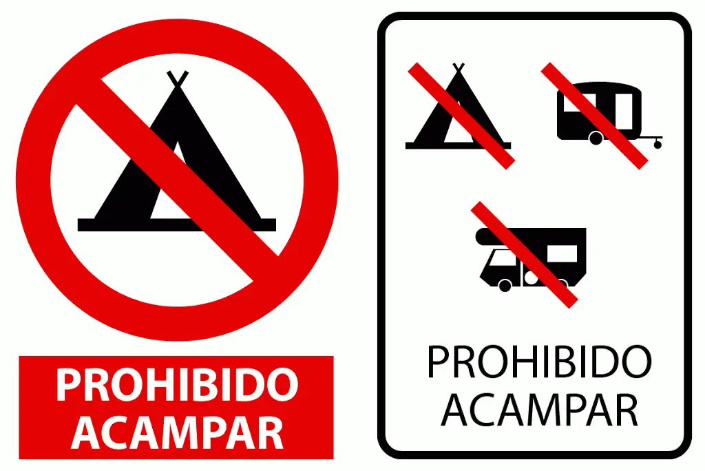 Camping prohibited Wild Camping in Spain Vanlife Campervan Camping in Spain Fiat Ducato motorhomes caravans parking road signs