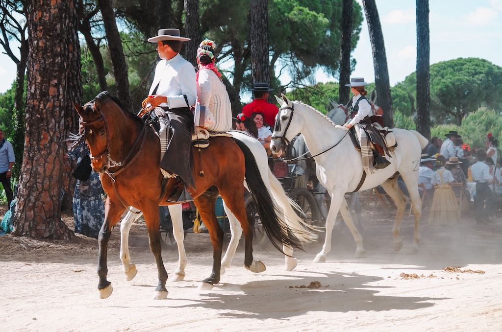 El Rocio Saca de las Yeguas people on horses Pilgrimage
