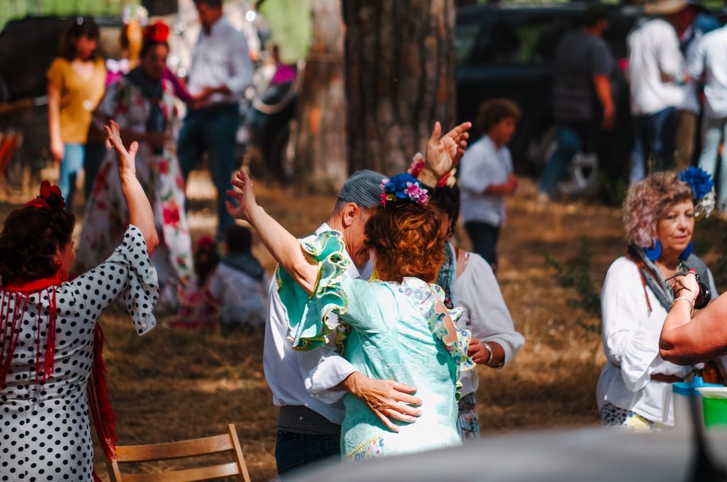 El Rocio Saca de las Yeguas people on horses Pilgrimage